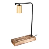 Tischlampe Lincoln E27 Massivholz Metall Schwarz Goldfarben