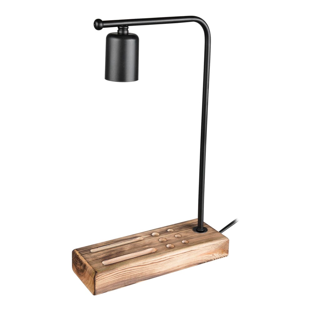 Tischlampe Lincoln E27 Massivholz Metall Schwarz Holzoptik