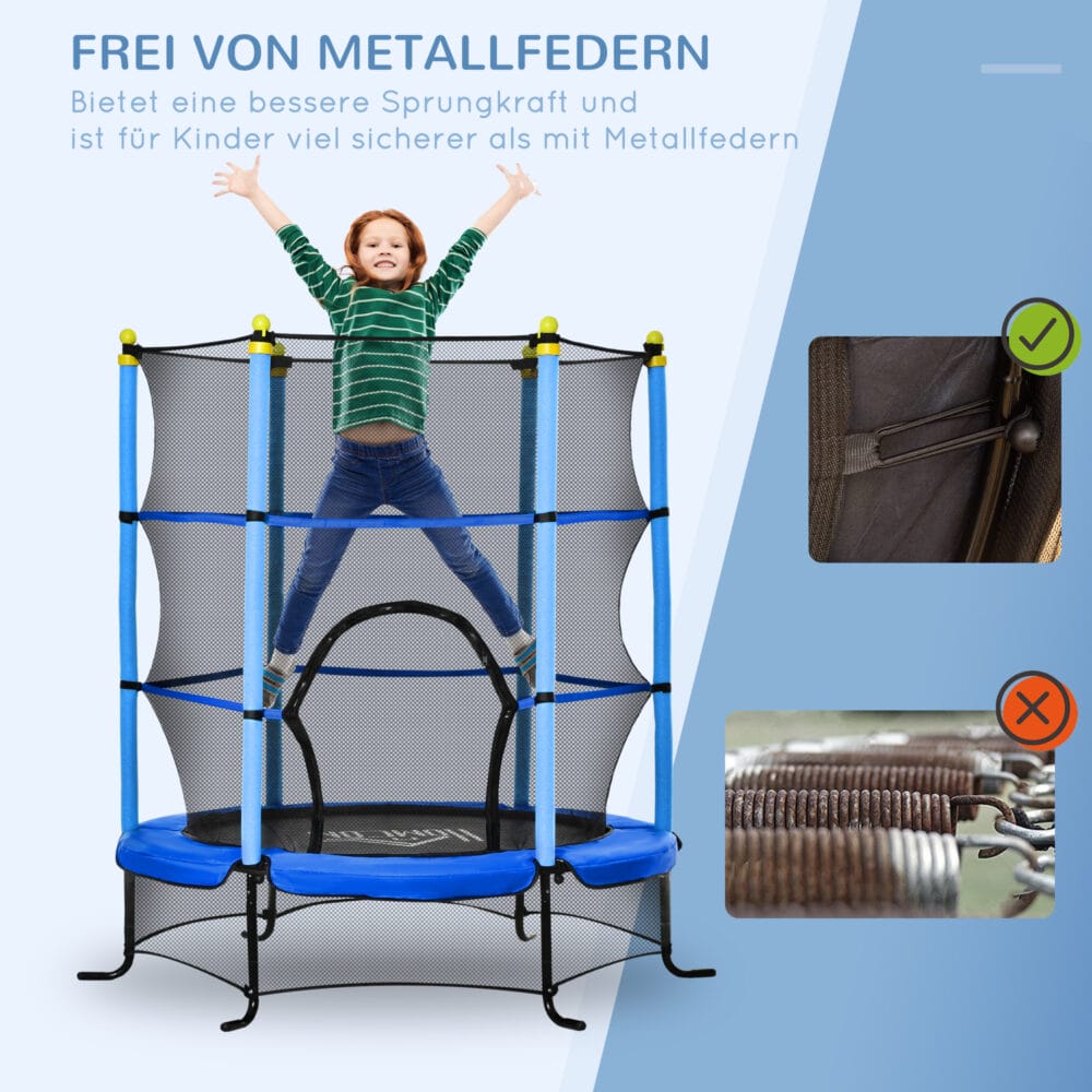 Trampolin Ø163cm für Kinder mit Sicherheitsnetz bis 45kg