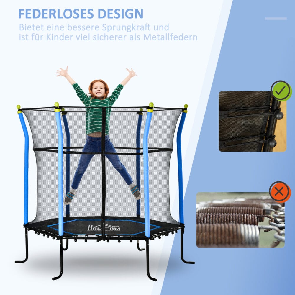 Trampolin für Kinder mit Sicherheitsnetz 163.5Hcm bis 60kg