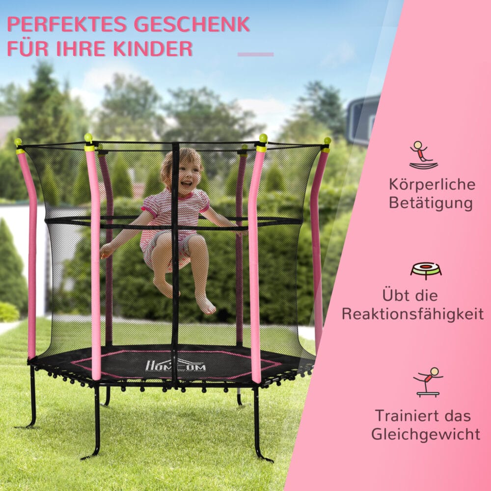 Trampolin für Kinder mit Sicherheitsnetz 163.5Hcm bis 60kg