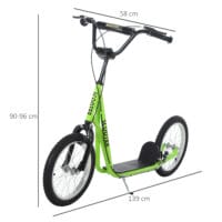 Trottinett Scooter Kickboard Kindertrotti 16 Zoll Luftreifen grün