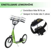 Trottinett Scooter Kickboard Kindertrotti 16 Zoll Luftreifen grün