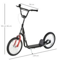 Trottinett Scooter Kickboard Kindertrotti 16 Zoll Luftreifen schwarz