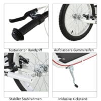 Trottinett Scooter Kickboard Kindertrotti 16 Zoll Luftreifen weiss