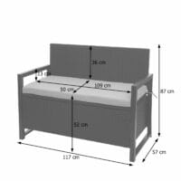 Truhenbank Rattan JAM-F39 2 Sitzer grau