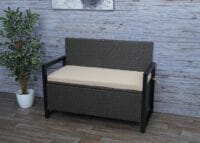 Truhenbank Rattan JAM-F39 2 Sitzer grau, Kissen beige