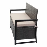 Truhenbank Rattan JAM-F39 2 Sitzer grau, Kissen beige