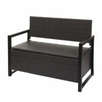 Truhenbank Rattan JAM-F39 2 Sitzer grau, Kissen beige