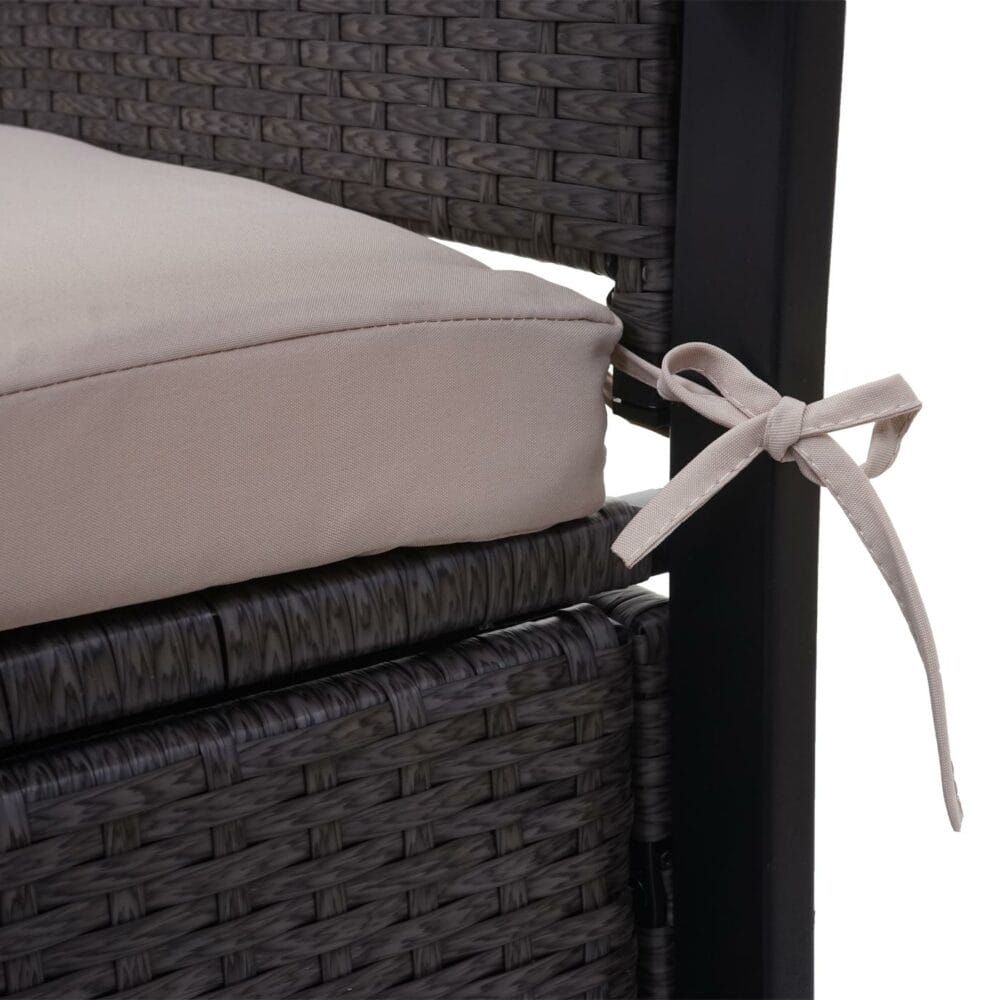 Truhenbank Rattan JAM-F39 2 Sitzer grau, Kissen beige