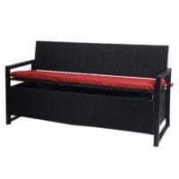 Truhenbank Rattan JAM-F39 3 Sitzer anthrazit Kissen bordeaux