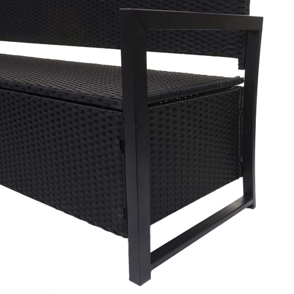 Truhenbank Rattan JAM-F39 3 Sitzer anthrazit Kissen bordeaux