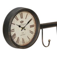 Wanduhr Schlüssel Schlüsselbrett Metall Dekouhr Retro Shabby Look