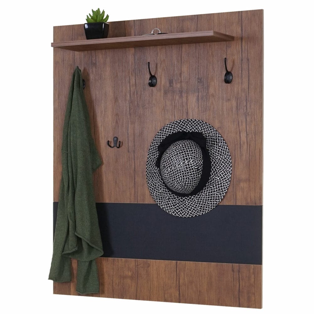 Wandgarderobe Garderobenpaneel ~100x80cm Wildeiche-Optik