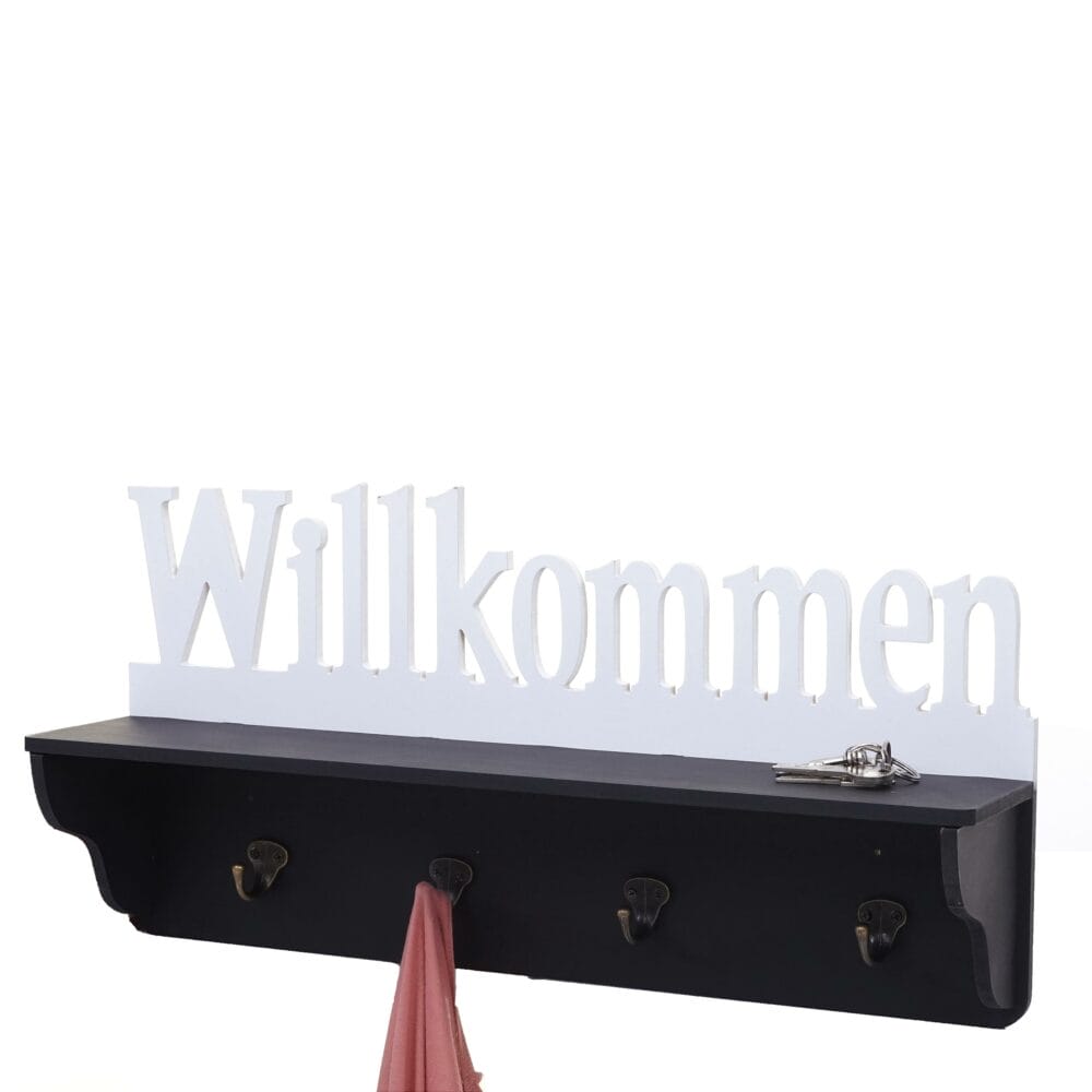 Wandgarderobe Regal Willkommen 30x60x13cm