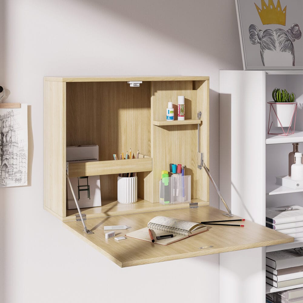 Wandklapptisch Schreibtisch mit Stauraum Klappbarer 60x21.5x50cm