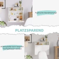 Wandklapptisch Schreibtisch mit Stauraum Klappbarer 64x20x60cm