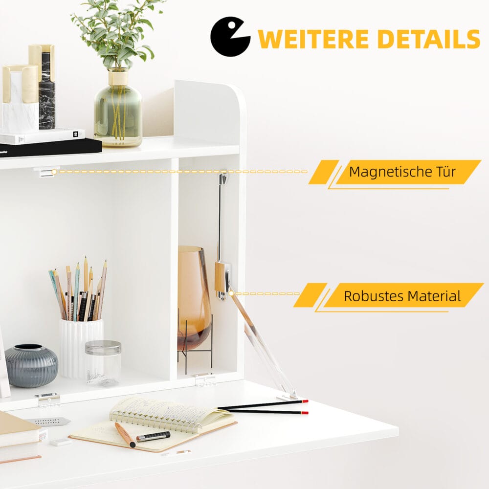 Wandklapptisch Schreibtisch mit Stauraum Klappbarer 77x20x41cm