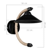 Wandleuchte Cannock E27 Metall Juteseil Schwarz Jutefarben