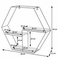 Wandregal HWC-K76 3 Regalböden Industrial 43x49x11cm