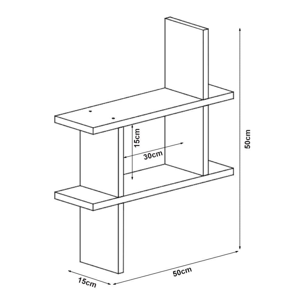 Wandregal Columbus Eiche-Optik Dunkel 50x15x50cm