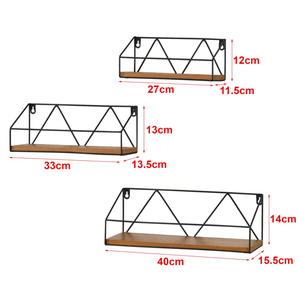 Wandregal Kolding 3tlg. verschiedene Grössen Dunkler Holzton