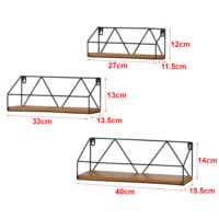 Wandregal Kolding 3tlg. verschiedene Grössen Dunkler Holzton