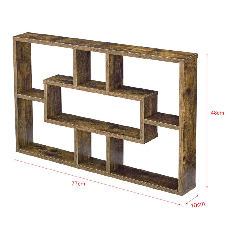 Wandregal Qinngua 77x10x48cm Dunkler Holzton