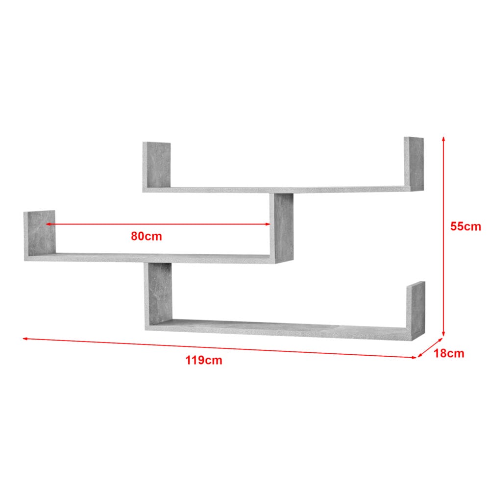 Wandregal Boston Betonoptik 119x18x55cm