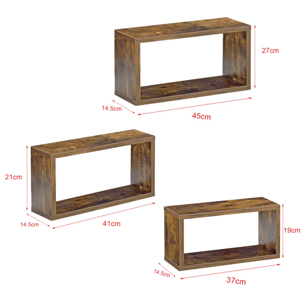 Wandregal Mandal 3er Set dunkler Holzton