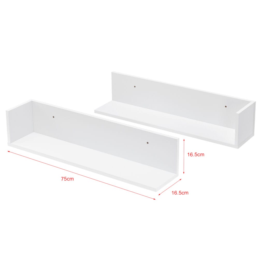 Wandregal Elverum 75x16.5x16.5cm 2er Set Weiss