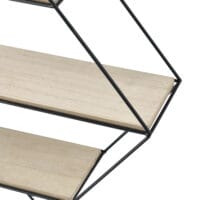 Wandregal Borus 47x12x64cm Diamantförmig mit 3 Ablagen Schwarz