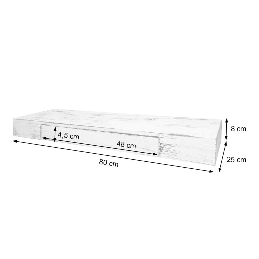 Wandregal Schweberegal 80x25x8cm schwarz mit Schublade