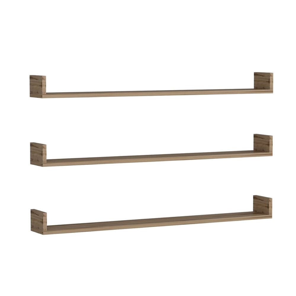 Wandregal-Set Arden 10x120x15cm Eiche. rustikal