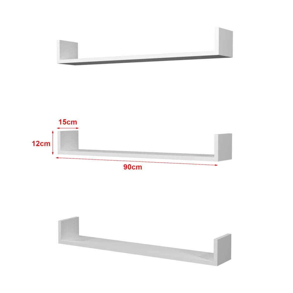Wandregal Höganäs 3-tlg. 90x15x12cm Weiss