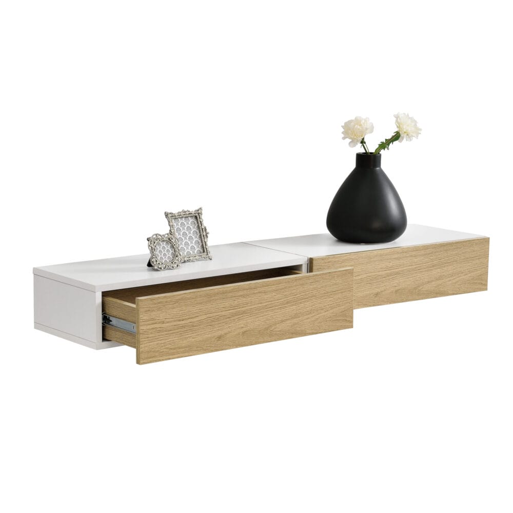 Wandregal Anchorage Weiss/Holz 2er Set mit Schublade