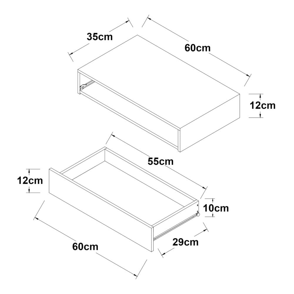 Wandregal Kärsämäki mit Schublade Betonoptik