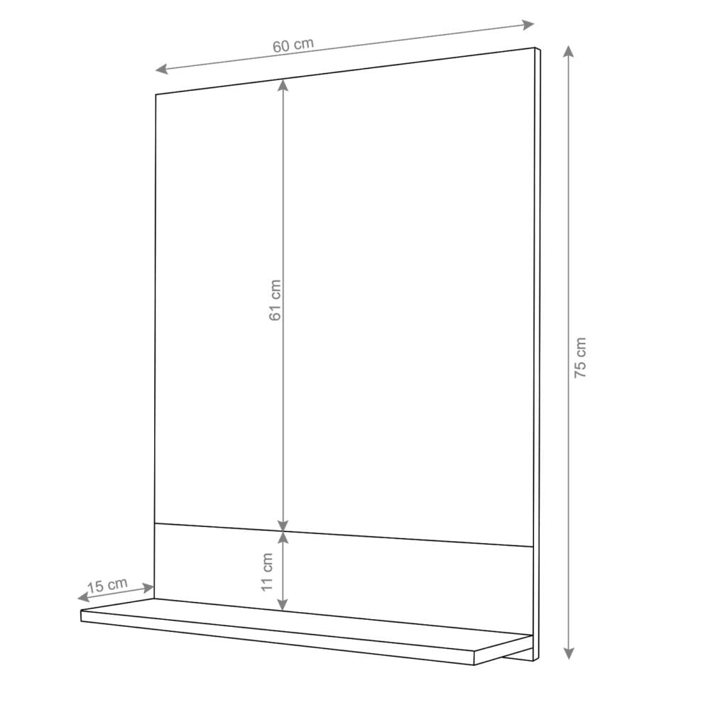 Wandspiegel mit Ablage JAM-B19 Badspiegel hochglanz 75x60cm