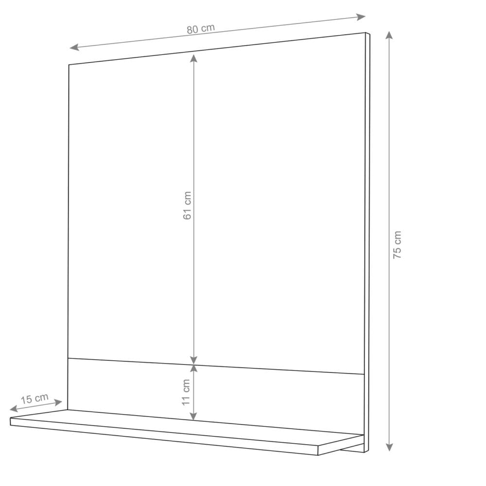 Wandspiegel mit Ablage JAM-B19 Badspiegel hochglanz 75x80cm