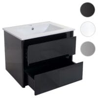 Waschbecken + Unterschrank JAM-B19 hochglanz 50x60cm schwarz