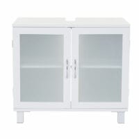 Waschbeckenunterschrank Glas satiniert 60x65x33cm weiss