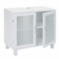 Waschbeckenunterschrank Glas satiniert 60x65x33cm weiss