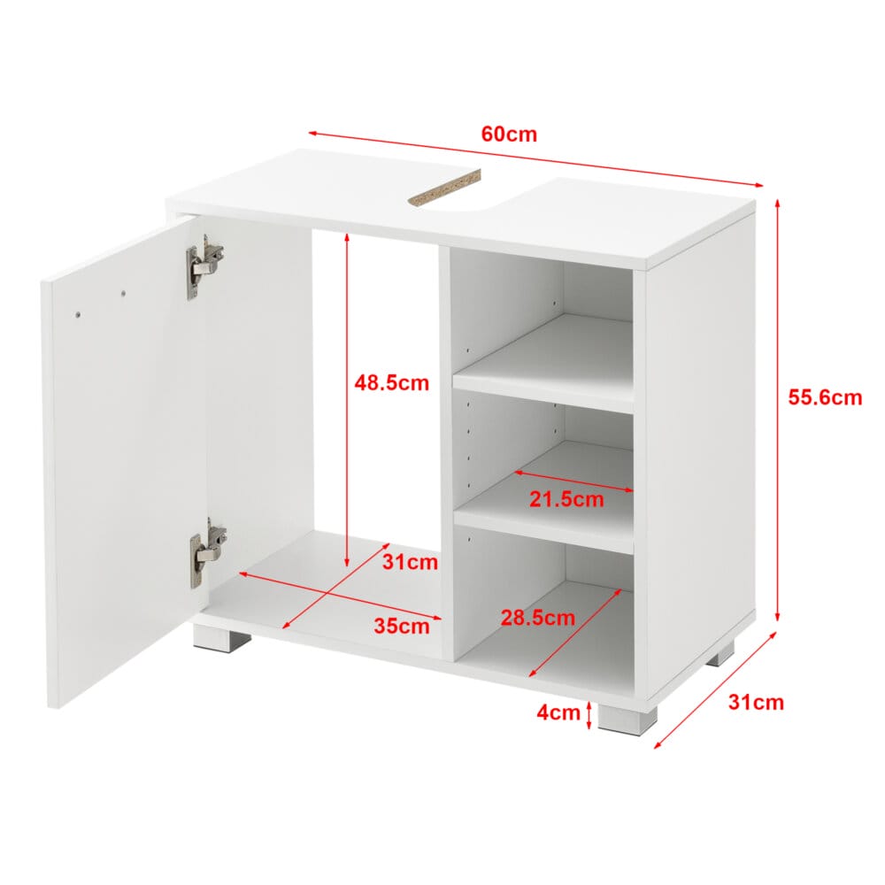 Waschbeckenunterschrank Narvik 56x60x31 cm 3 Ablagefächer