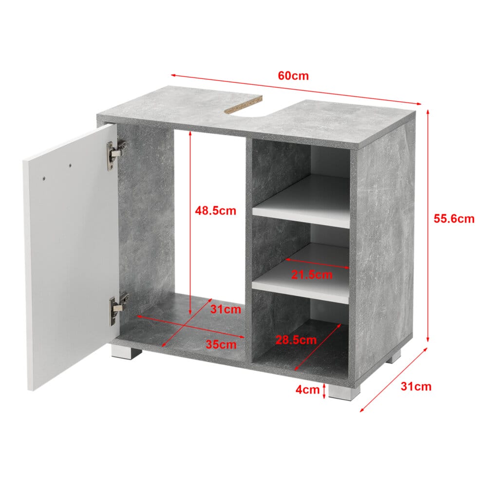 Waschbeckenunterschrank Narvik 56x60x31 cm 3 Ablagefächer