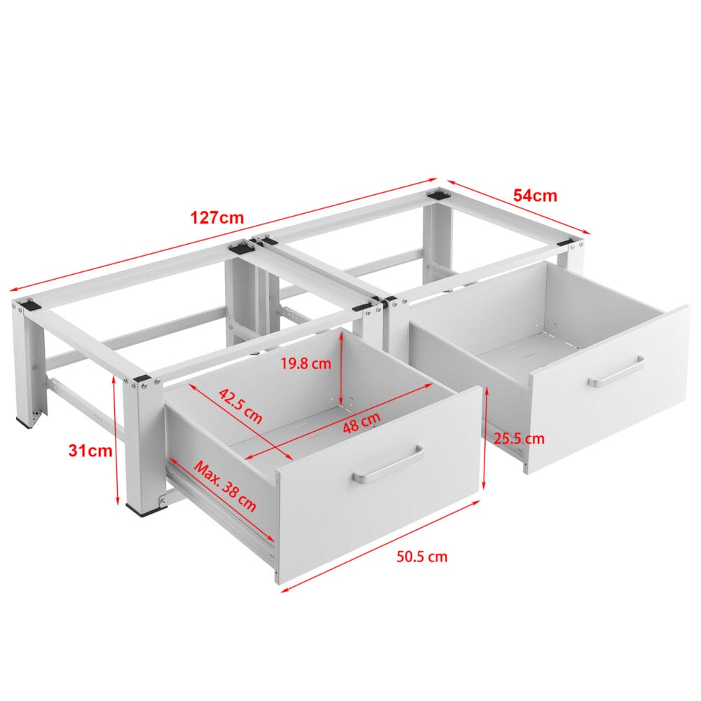 Waschmaschinen-Sockel 2-fach Heyen mit 2 Schubladen 150kg Weiss