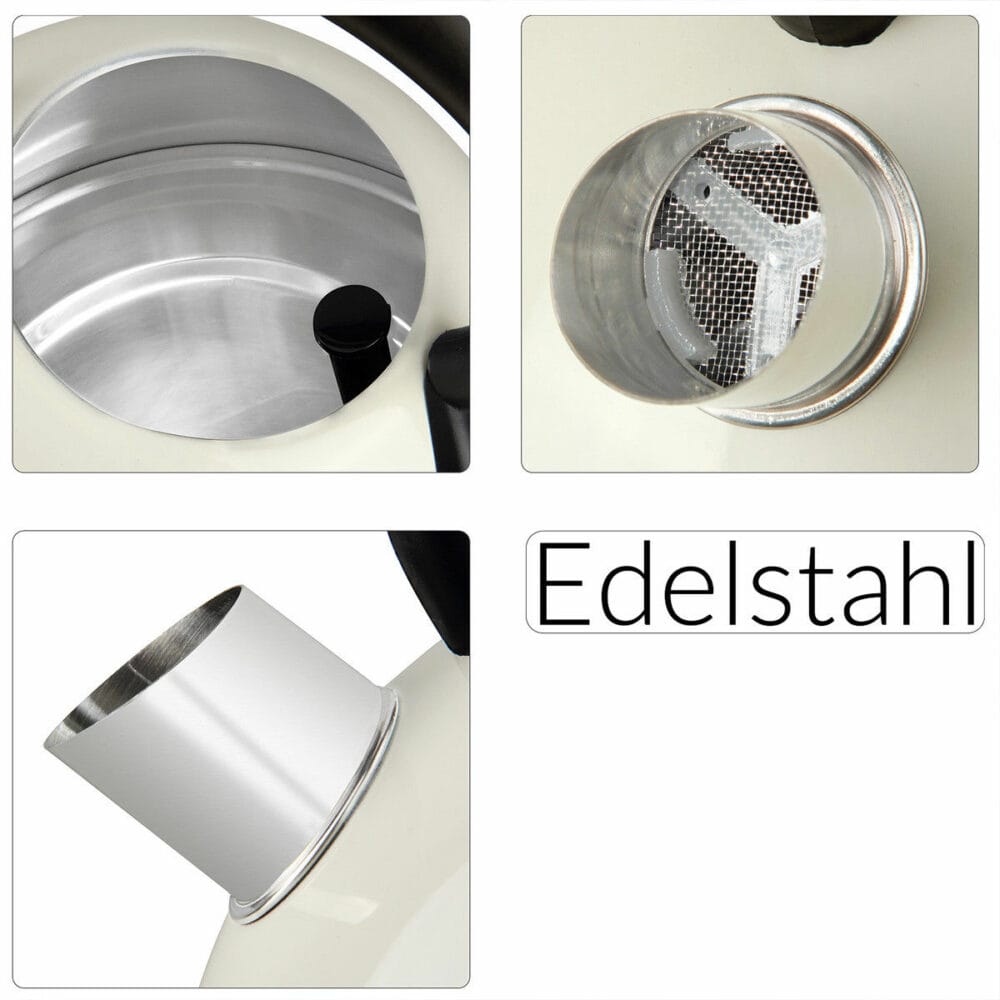 Wasserkocher aus Edelstahl im Retro Design ~ creme