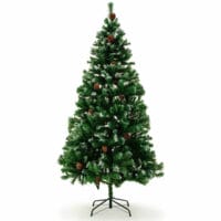 Weihnachtsbaum 180cm mit Schnee + Tannenzapfen + Ständer
