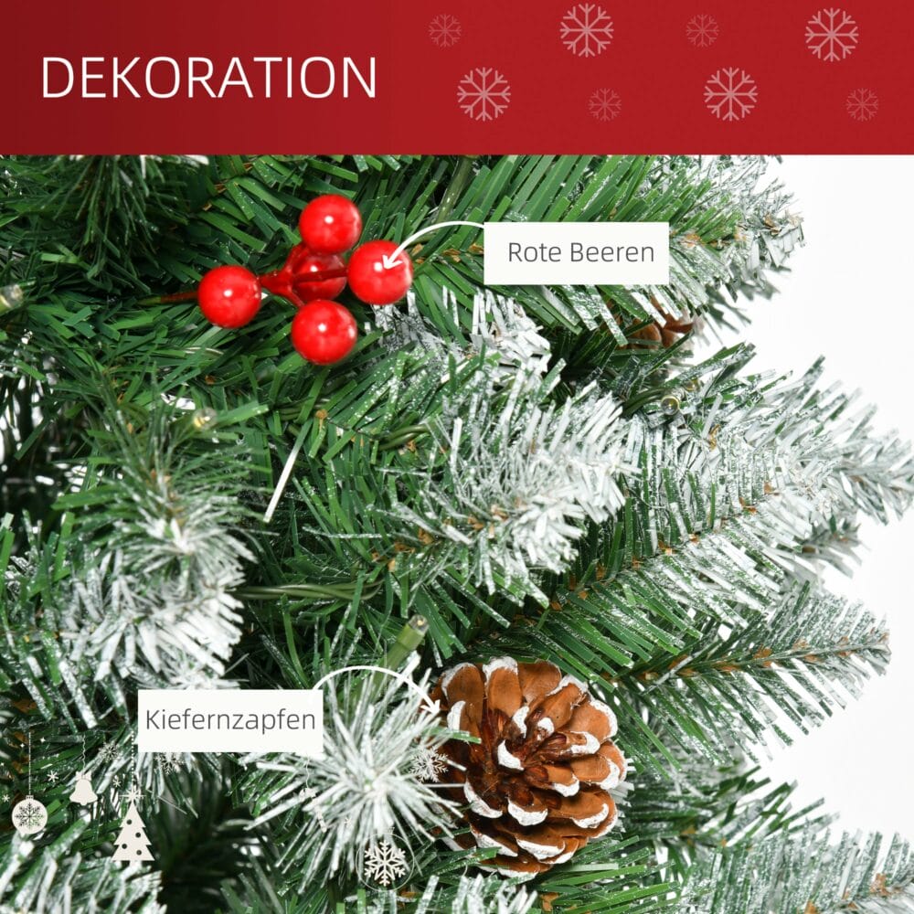Weihnachtsbaum mit 300 LEDs Deko Schnee 180cm