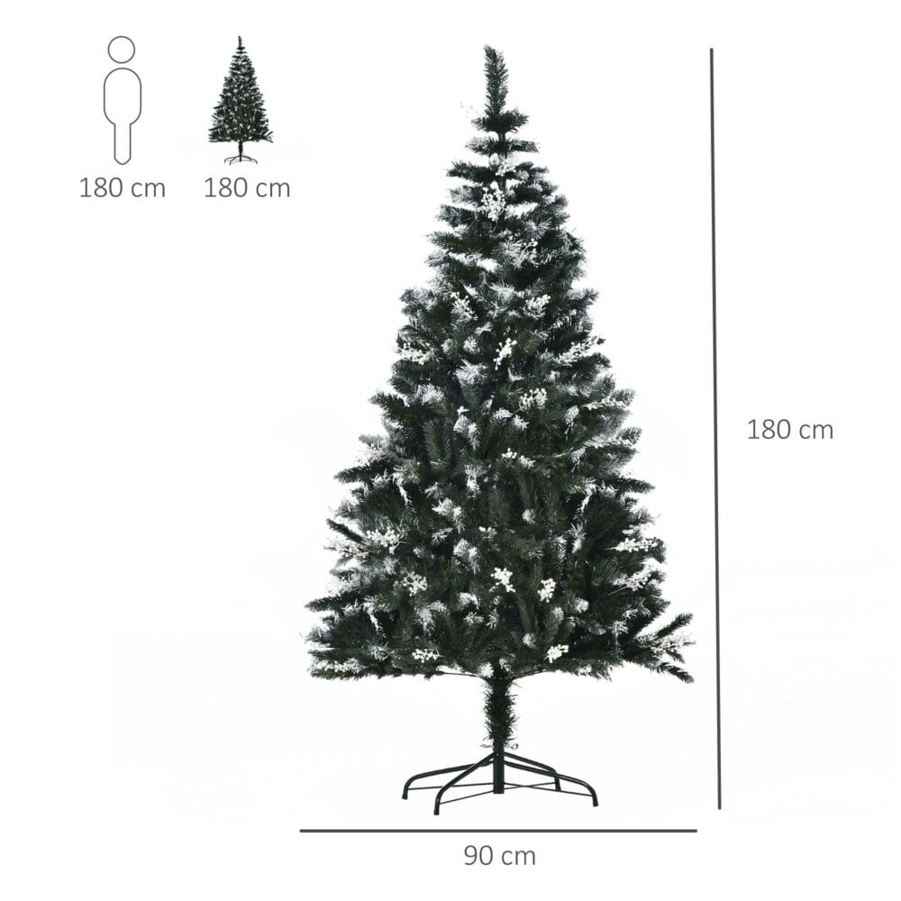Weihnachtsbaum mit 300 LEDs Deko Schnee 180cm