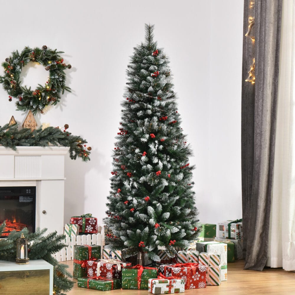Weihnachtsbaum mit Deko und Schnee 180cm